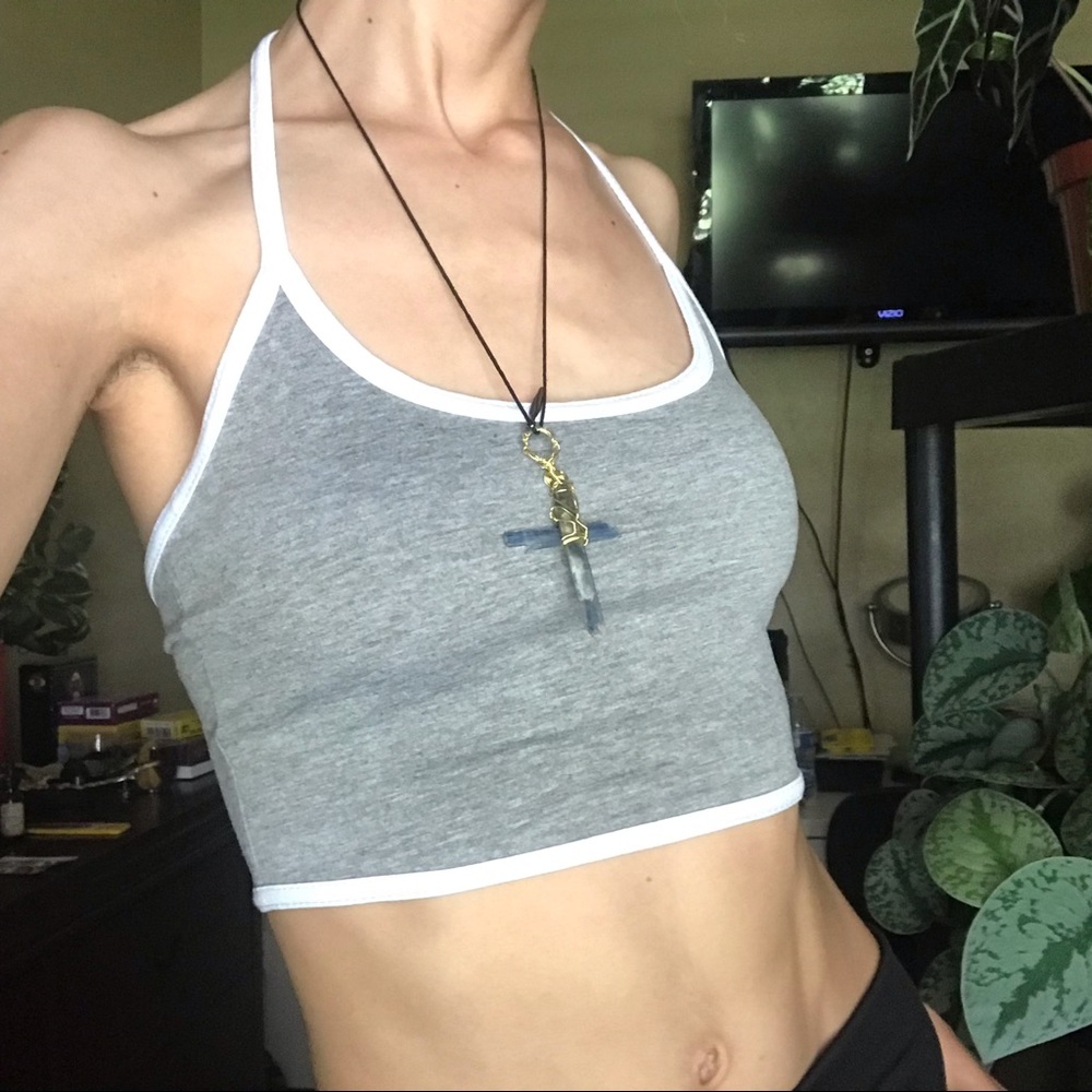 Grey halter crop